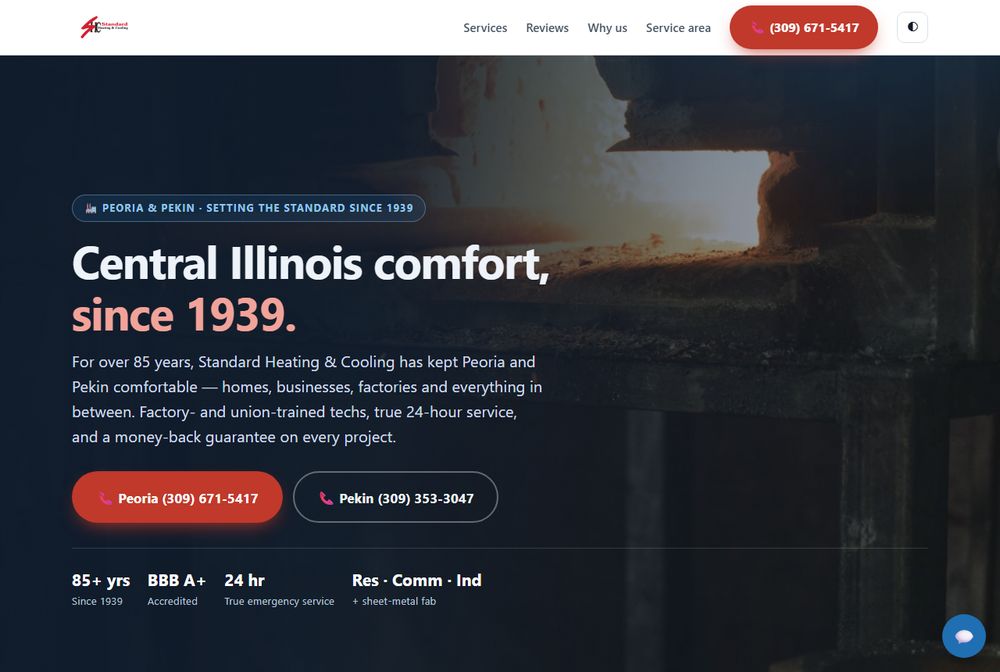 Standard Heating website homepage